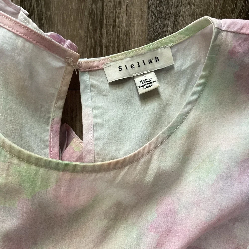 Stellah Watercolor Floral Ruffle cotton dress size S - Picture 4 of 8